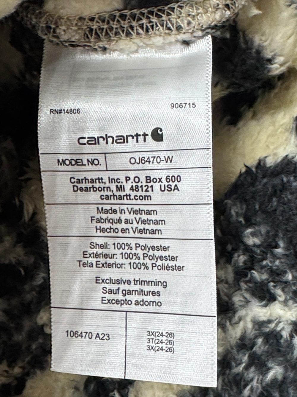 NWT Carhartt Loose Fit Fleece Pullover Jacket - Women's 3X (24-26) - Picture 11 of 16